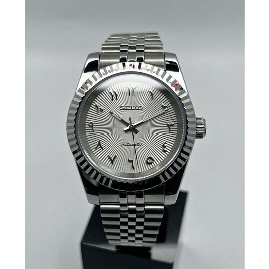 Custom Seiko Mod • White Lines No Date Arabic DJ • 39mm
